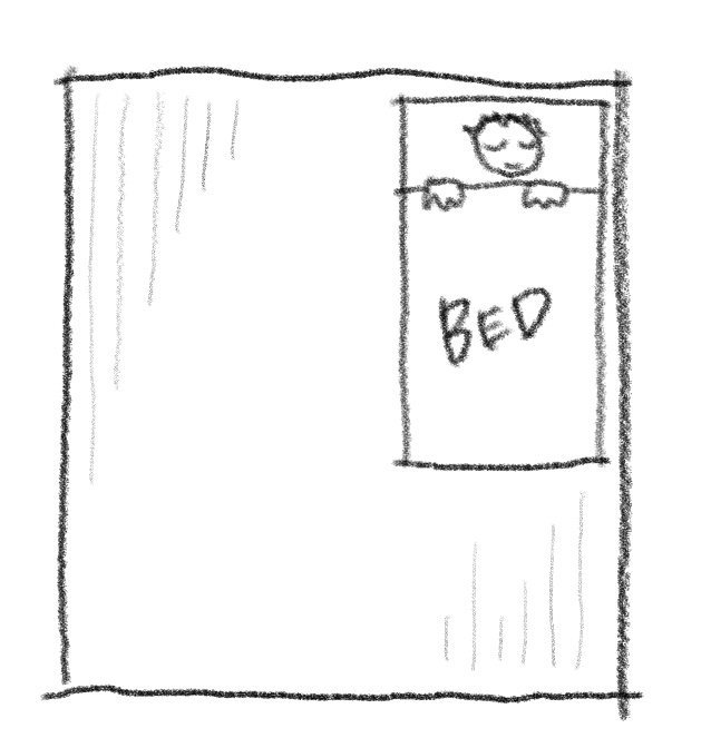 ベッドを壁際に配置